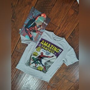 Marvel Spiderman Grey t shirt And Wall Tin Art bundle size M
